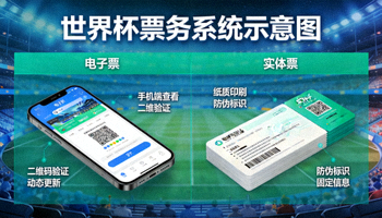 世界杯票务系统示意图 - 电子票与实体票展示